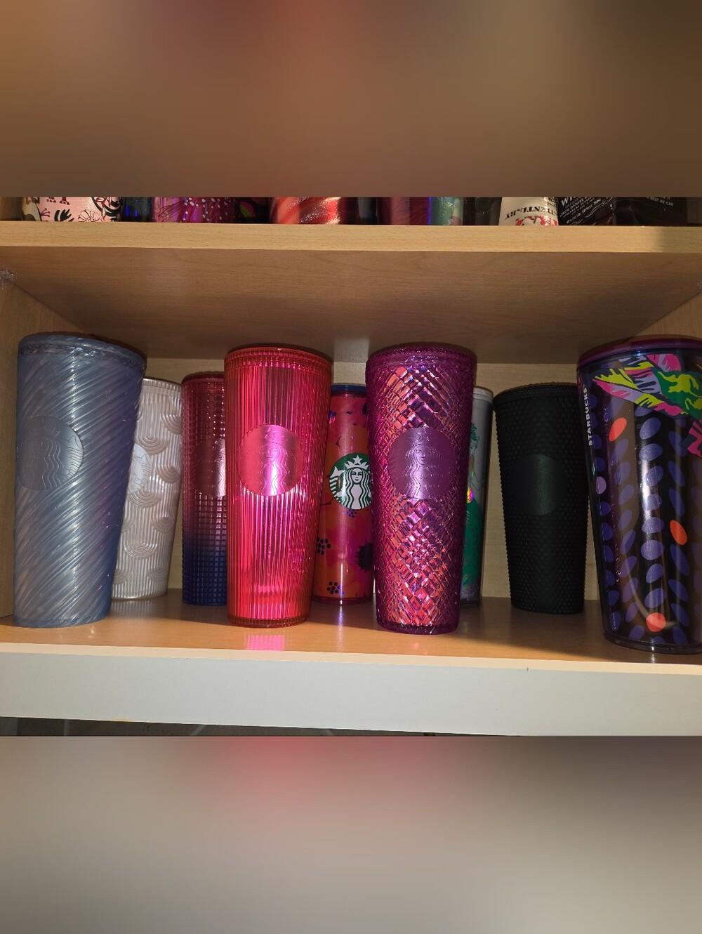 Starbucks Metallic Pink and Magenta Textured Tumblers